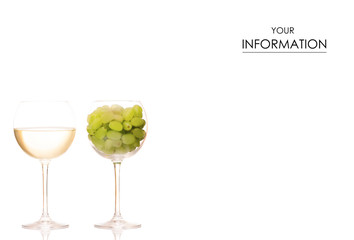 White wine in a glass of grapes pattern