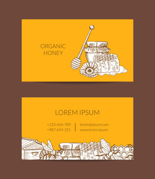 Vector Business Card Template For Honey Farmer Or Shop