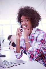 African American informal business woman working in the office