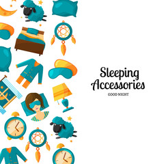 Vector background with cartoon sleep elements and place for text
