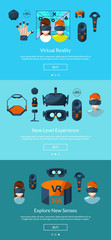 Vector template for website with flat style virtual reality elements