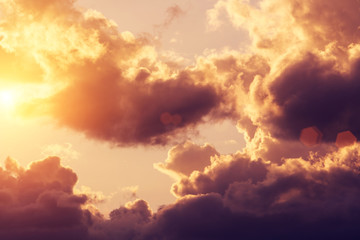 Picturesque sunset sky, background