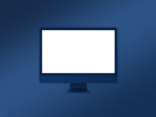 Computer monitor mockup template on gradient blue background