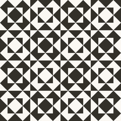 Obraz premium Black and white abstract geometric quilt pattern. High contrast geometric background with triangles. Simple colors - easy to recolor. Minimal background. Vector illustration.