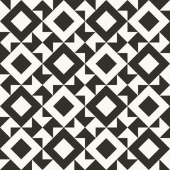 Black and white abstract geometric quilt pattern. High contrast geometric background with triangles. Simple colors - easy to recolor. Minimal background. Vector illustration.
