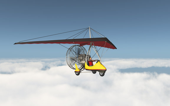 Ultraleichtflugzeug über den Wolken