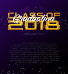 Graduation label. Vector template of announcement or invitation to Graduation ceremony or party, high school or college graduate. There is place for your text.