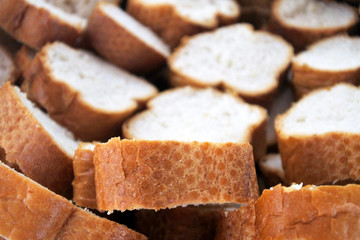 French bread baguette slices background