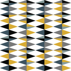 Triangles seamless pattern. Modern vector abstract geometric background with triangles in retro colors. Scandinavian nordic design style.