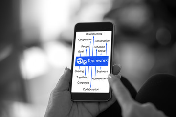 Teamwork concept on a smartphone