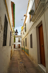 Fototapeta premium calle angosta de color blanco y puertas de madera