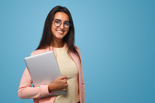 Charming Student Girl With Laptop