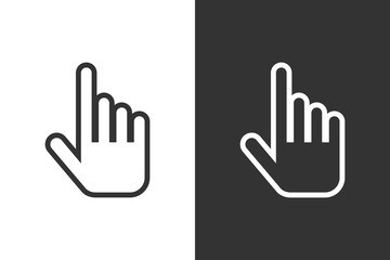 Hand cursor icon, outlined, vector illustration.