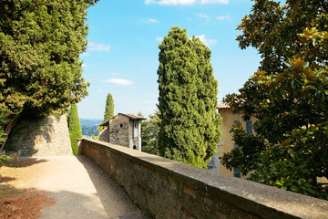 Bergamo, Italy - August 18, 2017: The Castle of La Rocca Bergamo is located in the upper part of...