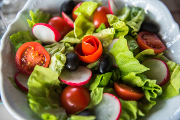 Fresh spring salad beautifully served 