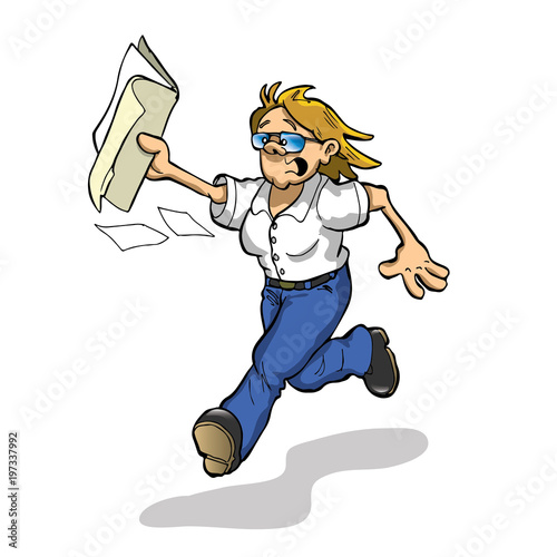 "woman running with papers" Stock image and royaltyfree vector files