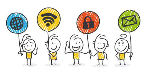 Strichfiguren / Strichmännchen: Smiley Schilder online. (Nr. 201)