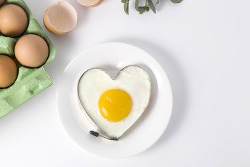 Fried egg in heart shape
