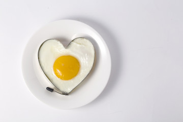 Fried egg in heart shape