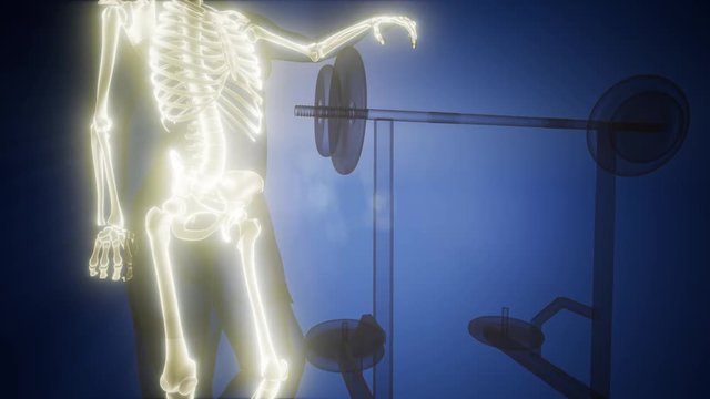 man in gym room with visible bones