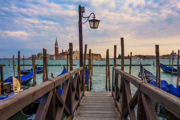 Pier and beautiful evening view on Island of Saint Giorgio Maggiore