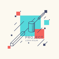 Trendy abstract art geometric background with flat, minimalistic Memphis style. Vector poster