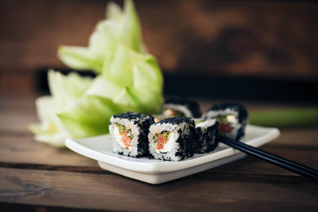 sushi, food, japanese, meal, rice, fish, roll, plate, dinner, seafood, gourmet, salmon, cuisine, japan, maki, asia, restaurant, lunch, seaweed, white, traditional, raw, healthy, dish, delicious