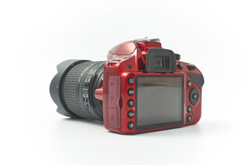 camera in red on a white background.