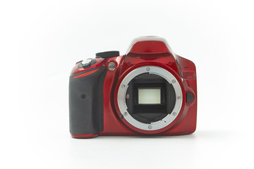 camera in red on a white background.