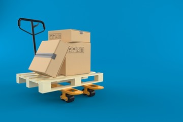 Pallet truck with boxes