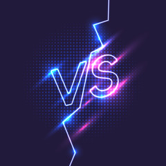 Bright poster symbols of confrontation VS. Vector illustration on dark background