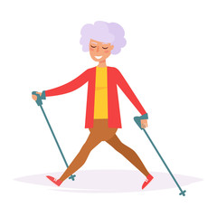 Nordic walking. Vector.