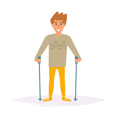 Fototapeta premium Nordic walking. Vector. Cartoon.