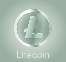 Cryptocurrency coin Litecoin (LTC) with a realistic metal dark green design. Background about electronic currency, business and finance. Vector EPS 10 Illustration.