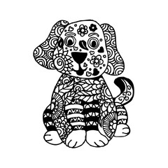 Black and white decorative dog.
