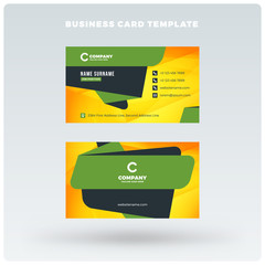 Double-sided horizontal business card template with abstract background. Vector mockup illustration. Stationery design