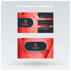 Double-sided horizontal business card template with abstract background. Vector mockup illustration. Stationery design