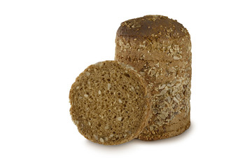 Buckwheat bread with seeds isolated on white background