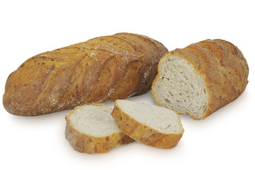 Rye bread isolated on white background