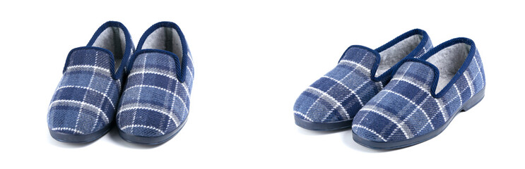 Group of shoes on white background, isolated product, comfortable footwear.