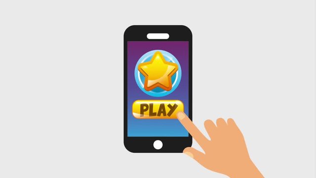 video game smartphone hand touch play star screen online animation hd
