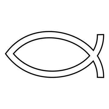 Symbol fish icon black color illustration flat style simple image