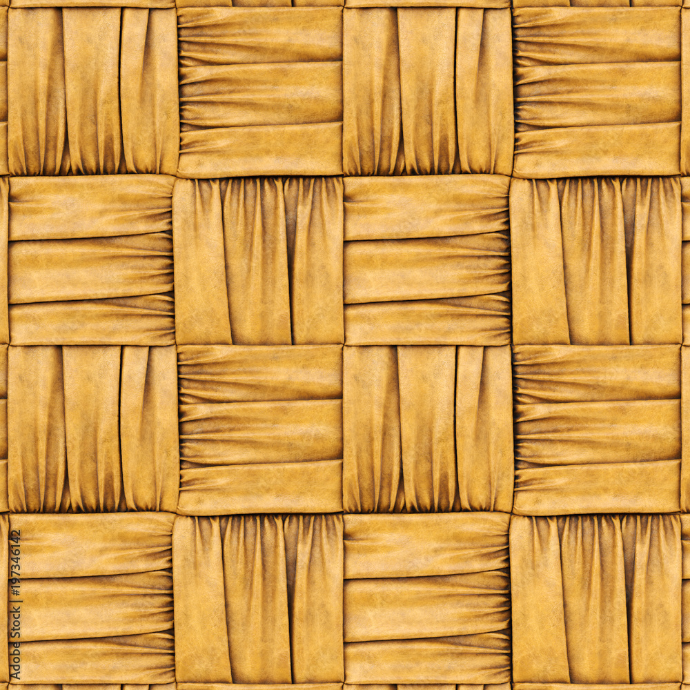 Canvas Prints yellow leather texture of rattan with natural patterns. 3d rendering.