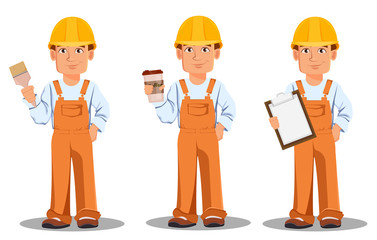 Handsome builder in uniform