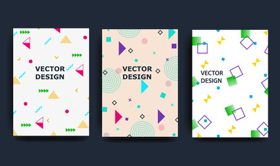 Covers with minimal design. Cool geometric backgrounds for your design. Applicable for Banners, Placards, Posters, Flyers etc. Eps10 vector template.