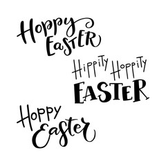 Set of hand drawn lettering phrase Hoppy Easter