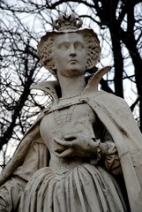 Marie Stuart (Mary, Queen of Scots) by Jean-Jacques Feuch&egrave;re (1807-1852); one of the twenty marble statues of French queens and illustrious women in the public Jardin du Luxembourg, Paris