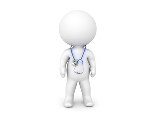 3D Character with stethoscope around his neck