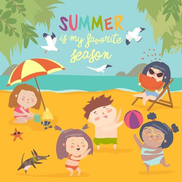 Summer childs outdoor activities. Beach holiday