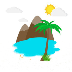 Fototapeta na wymiar Sea and beach. Vector illustration. Travel or vacation concept